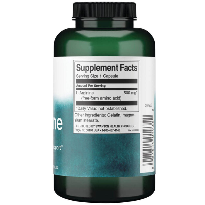 Swanson L-Arginine 500 mg 200 Capsules at MySupplementShop.co.uk