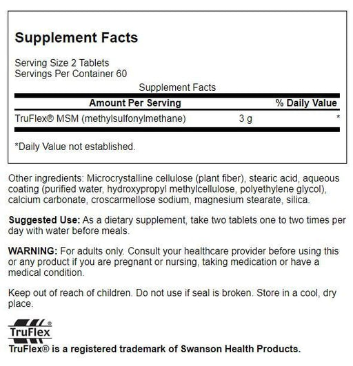 Swanson MSM 1.5 g 120 Tablets at MySupplementShop.co.uk