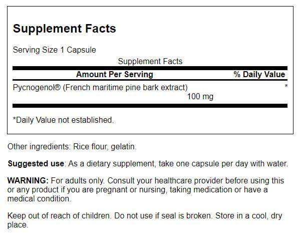 Swanson Pycnogenol 100 mg 30 Capsules | Premium Supplements at MYSUPPLEMENTSHOP