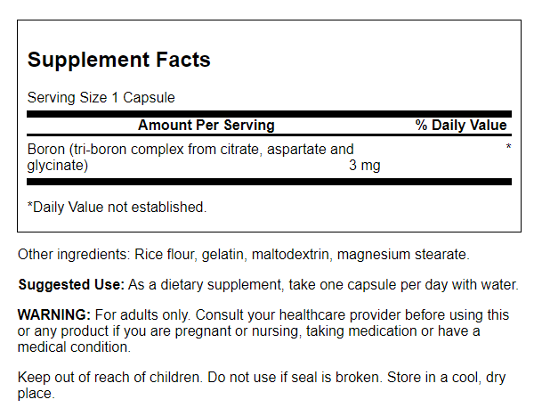 Swanson Triple Boron Complex 3 mg 250 Capsules - Vitamins & Minerals at MySupplementShop by Swanson