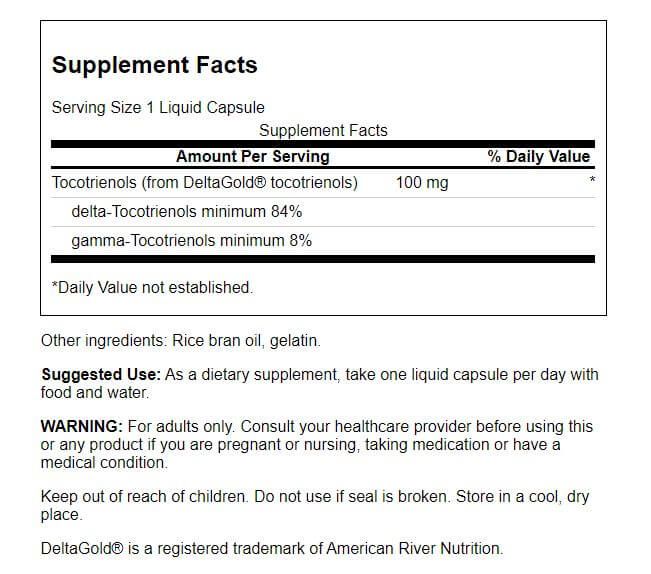 Swanson Ultra Tocotrienols 100mg 60 Liquid Capsules | Premium Supplements at MYSUPPLEMENTSHOP