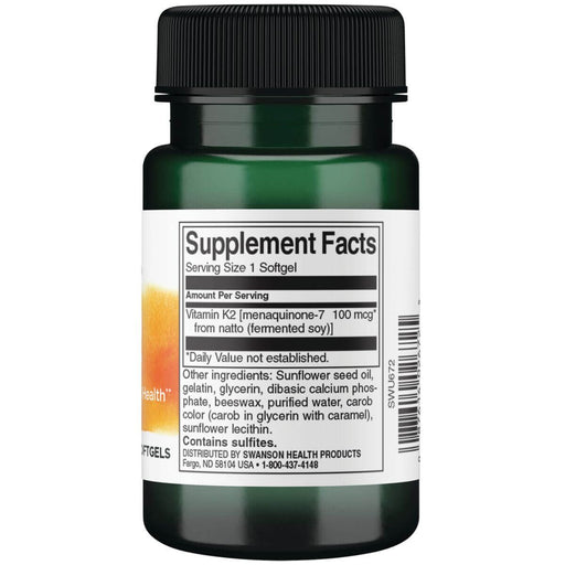 Swanson Vitamin K2 Natural 100 mcg 30 Softgels at MySupplementShop.co.uk