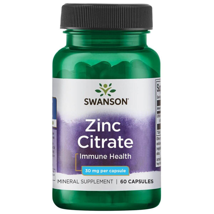 Swanson Zinc Citrate 30 mg 60 Capsules - Vitamins & Minerals at MySupplementShop by Swanson