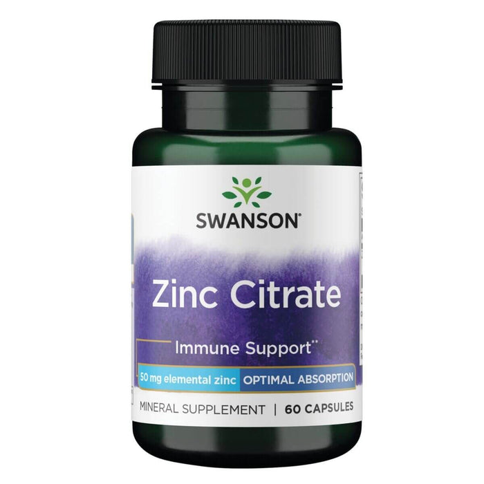 Swanson Zinc Citrate 50 mg 60 Capsules - Vitamins & Minerals at MySupplementShop by Swanson