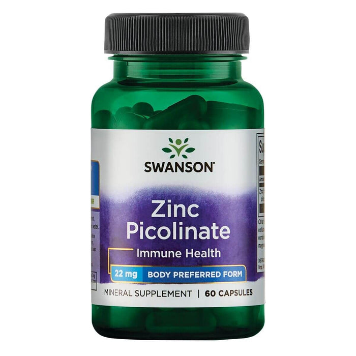 Swanson Zinc Picolinate 22 mg 60 Capsules | Premium Supplements at MYSUPPLEMENTSHOP