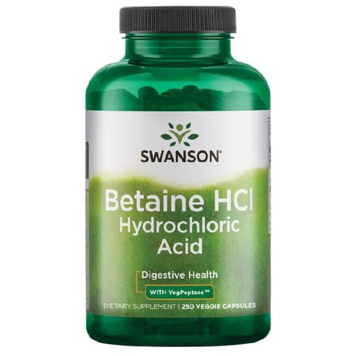 Swanson Betaine HCl Hydrochloric Acid with Pepsin 250 veg capsules - Health and Wellbeing at MySupplementShop by Swanson