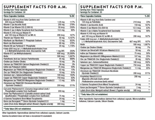 Thorne Research Multi-Vitamin Elite A.M. &amp; P.M. (2bottles) 90 Capsules each | Premium Supplements at MYSUPPLEMENTSHOP