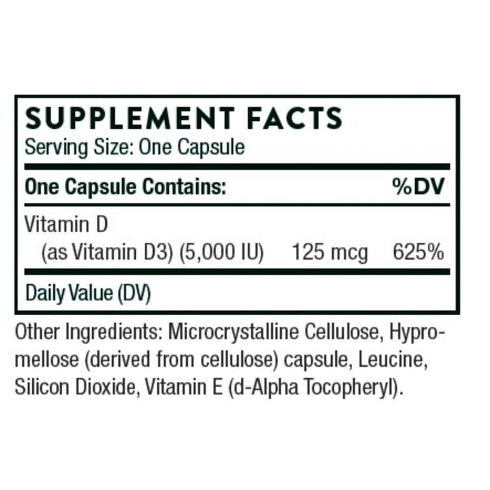 Thorne Research Vitamin D-5000 60 Capsules | Premium Supplements at MYSUPPLEMENTSHOP