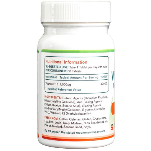 A to Z Pure Health Vitamin B12 Methylcobalamin 60 Tablets