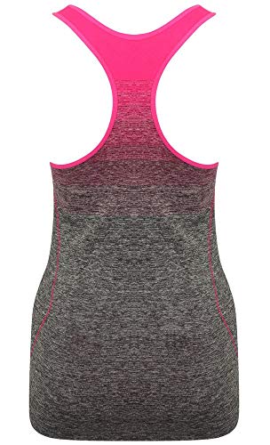 Gold's Gym UK Women's GGLVST132 Gradient Ombre Workout Training Tank Seamless Quick Dry Vest Top Pink/Charcoal X-Small/Small | High-Quality Sleeveless Tops | MySupplementShop.co.uk