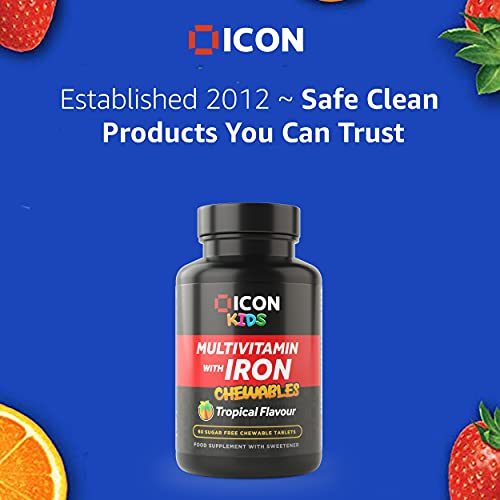 ICON Nutrition Kids Chewable Multivitamins with Iron 60 Tablets Tropical | High-Quality Sports Nutrition | MySupplementShop.co.uk