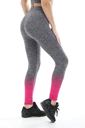 Gold's Gym UK Women's GGLPNT133 Gradient Ombre Training Workout Seamless High Waist Legging Pink/Charcoal Marl XS/S | High-Quality Leggings | MySupplementShop.co.uk