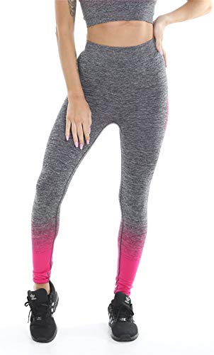 Gold's Gym UK Women's GGLPNT133 Gradient Ombre Training Workout Seamless High Waist Legging Pink/Charcoal Marl XS/S - Default Title - Sports Nutrition at MySupplementShop by Gold's Gym