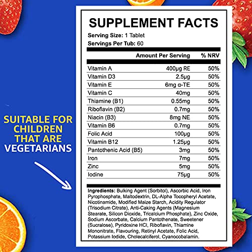 ICON Nutrition Kids Chewable Multivitamins with Iron 60 Tablets Tropical | High-Quality Sports Nutrition | MySupplementShop.co.uk