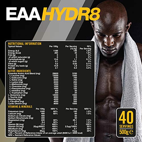 VOW Nutrition Vow EAA Hydr8 - Essential Amino Acids BCAAs Electrolytes Hydration Energy Intra Workout Drink (Blackcurrant and Apple) | High-Quality Sports Nutrition | MySupplementShop.co.uk