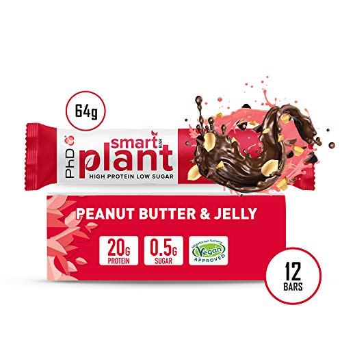 PhD Smart Bar Plant Vegan protein bar Peanut Butter & Jelly-12 Bars | High-Quality Protein Bars | MySupplementShop.co.uk