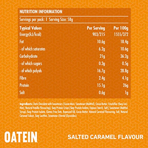 Oatein Millionaire Crunch 12x58g Salted Caramel | High-Quality Health Foods | MySupplementShop.co.uk