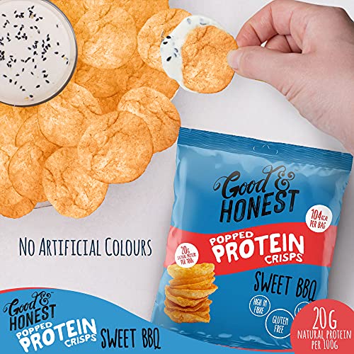 Good & Honest Popped Protein Crisps 24x23g Sweet BBQ | High-Quality Sports Nutrition | MySupplementShop.co.uk