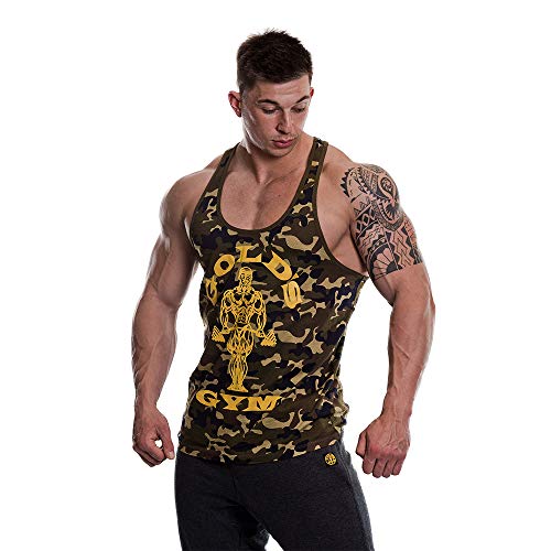 Golds Gym Stringer Joe Premium Vest Camo Green - Apparell at MySupplementShop by Golds Gym