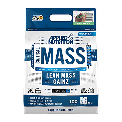 Applied Nutrition Critical Mass Professional - Weight Gain Protein Powder High Calorie Weight Gainer Lean Mass (6kg - 40 Servings) (Chocolate Mint) | High-Quality L-Glutamine | MySupplementShop.co.uk