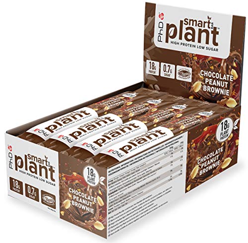 PhD Smart Bar Plant Vegan Protein bar Chocolate Peanut Brownie-12 Bars | High-Quality Protein Bars | MySupplementShop.co.uk