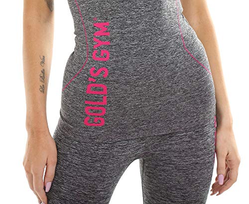 Gold's Gym UK Women's GGLVST132 Gradient Ombre Workout Training Tank Seamless Quick Dry Vest Top Pink/Charcoal X-Small/Small | High-Quality Sleeveless Tops | MySupplementShop.co.uk