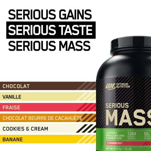 Optimum Nutrition Serious Mass Protein Powder High Calorie Mass Gainer with Vitamins Creatine and Glutamine | High-Quality Whey Proteins | MySupplementShop.co.uk