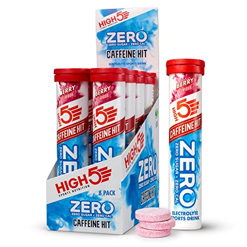 HIGH5 ZERO Caffeine Hit Electrolyte Hydration Tablets Added Vitamin C (Berry 8x20 Tablets) | High-Quality Electrolyte Replacements | MySupplementShop.co.uk