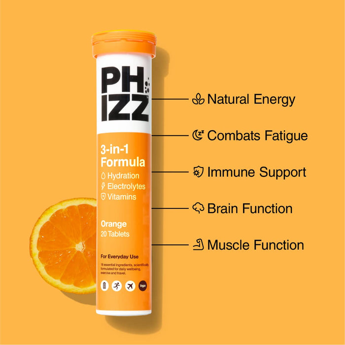 Phizz 2-in-1 Multivitamin & Rehydration Electrolyte Effervescent 12x20Tabs Orange