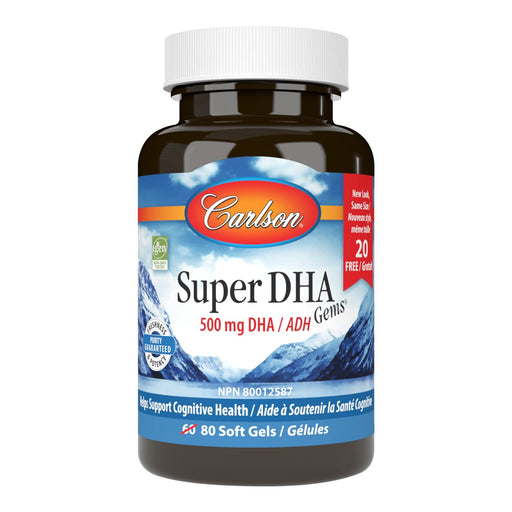 Carlson Labs Super DHA Gems, 500mg - 60 + 20 softgels - DHA at MySupplementShop by Carlson Labs