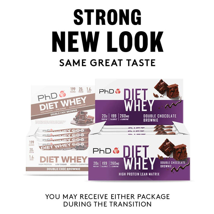 PhD Diet Whey Bar, Double Choc Brownie - 12 bars | High-Quality Protein Bars | MySupplementShop.co.uk