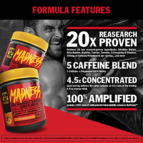 MUTANT Madness | Original Mutant Pre-Workout Powder| High-Intensity Workouts}| 30 Serving | 225 g (.83 lb) | Roadside Lemonade | High-Quality Pre & Post Workout | MySupplementShop.co.uk