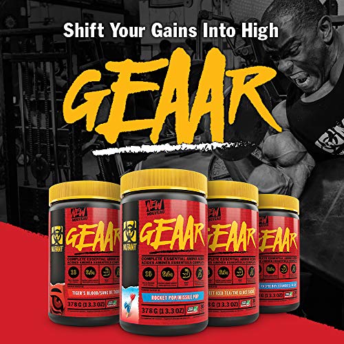 MUTANT GEAAR | 9.4g of EAA Powder + Arginine 7g BCAAs 4g Leucine Electrolytes Coconut Water No Artificial Colours or Flavours | 30 Servings | Mango| 378g | High-Quality BCAAs | MySupplementShop.co.uk