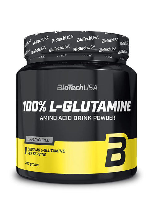 BioTechUSA 100% L-Glutamine, Unflavoured - 240 grams | High-Quality L-Glutamine, Glutamine | MySupplementShop.co.uk