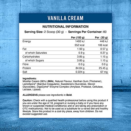 Applied Nutrition Casein 1.8kg Vanilla Cream | High-Quality Protein | MySupplementShop.co.uk