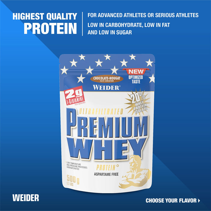 Weider Premium Whey, Chocolate Nougat - 500 grams | High-Quality Protein | MySupplementShop.co.uk