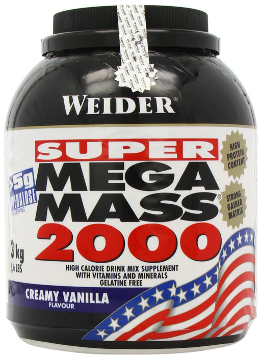 Weider Mega Mass 2000, Creamy Vanilla - 3000 grams | High-Quality Weight Gainers & Carbs | MySupplementShop.co.uk