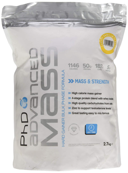 PhD Advanced Mass, Luxury Vanilla - 2700 grams | High-Quality Weight Gainers & Carbs | MySupplementShop.co.uk