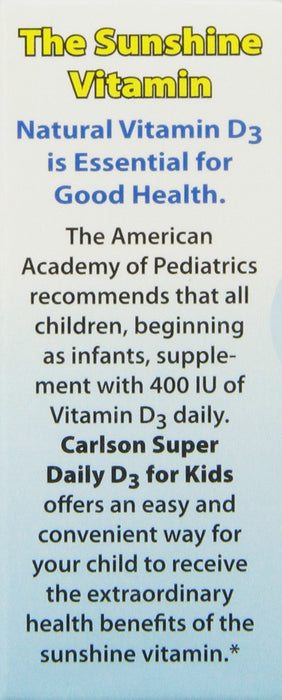 Carlson Labs Kid's Super Daily D3, 400 IU - 10 ml. - Vitamins & Minerals at MySupplementShop by Carlson Labs