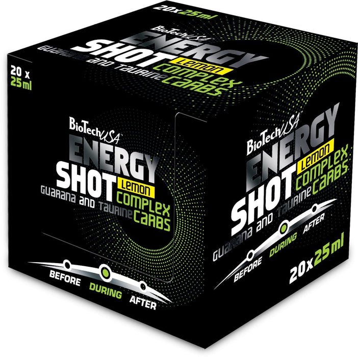 BioTechUSA Energy Shot, Lemon - 20 x 25 ml. | High-Quality Carbohydrate Control Supplements | MySupplementShop.co.uk