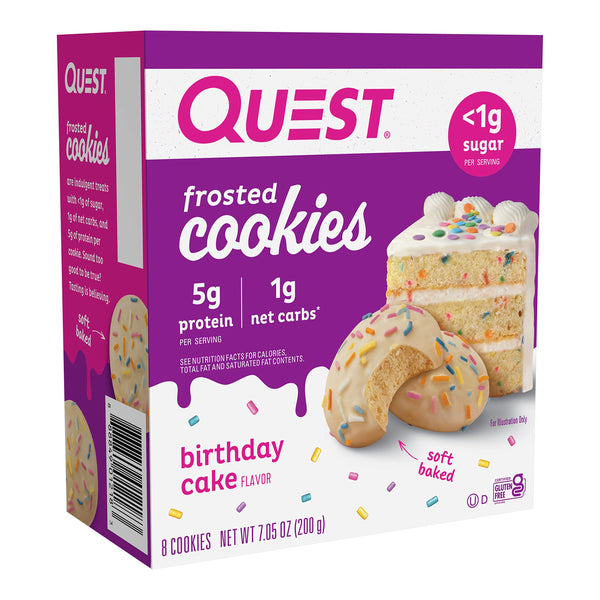 Quest Nutrition Frosted Cookies 8x25g Birthday Cake | High-Quality Chocolate | MySupplementShop.co.uk