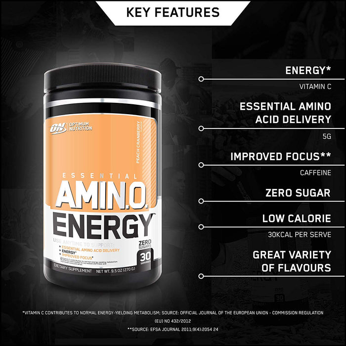 Optimum Nutrition Amino Energy Pre Workout Powder Keto Friendly with Beta Alanine Caffeine Amino Acids and Vitamin C 30 Servings 270g | High-Quality Amino Acids and BCAAs | MySupplementShop.co.uk