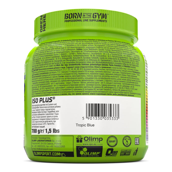 Olimp Nutrition Iso Plus, Tropic Blue - 700 grams | High-Quality Pre & Post Workout | MySupplementShop.co.uk