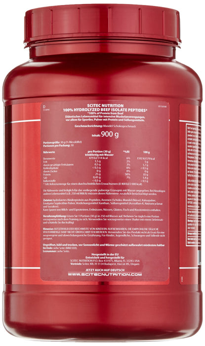 SciTec 100% Hydrolyzed Beef Isolate Peptides, Almond-Chocolate - 900 grams - Protein at MySupplementShop by SciTec