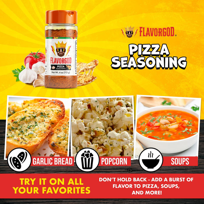 FlavorGod Pizza Seasoning - 113g | High-Quality Baking Supplies | MySupplementShop.co.uk