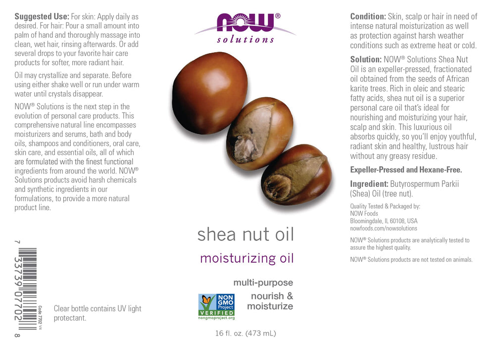 NOW Foods Shea Nut Oil, Liquid - 473 ml. - Health and Wellbeing at MySupplementShop by NOW Foods