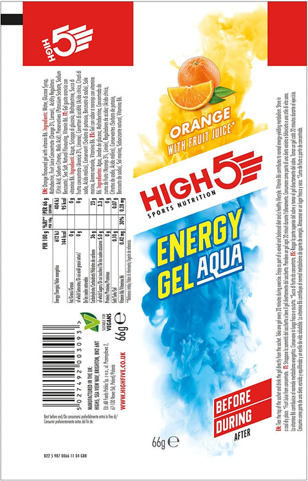 HIGH5 Energy Gel Aqua Orange 66g (Single) | High-Quality Health Foods | MySupplementShop.co.uk