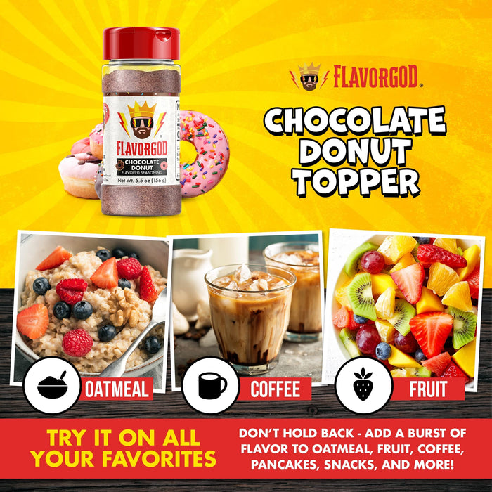 FlavorGod Chocolate Donut Flavored Seasoning - 156g | High-Quality Health Foods | MySupplementShop.co.uk