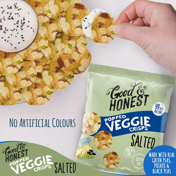 Good & Honest Popped Veggie Pea Crisps 24x23g Salted | High-Quality Multipack | MySupplementShop.co.uk