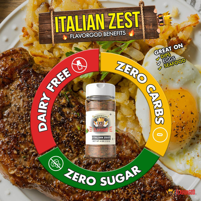 FlavorGod Italian Zest Seasoning - 113g | High-Quality Health Foods | MySupplementShop.co.uk